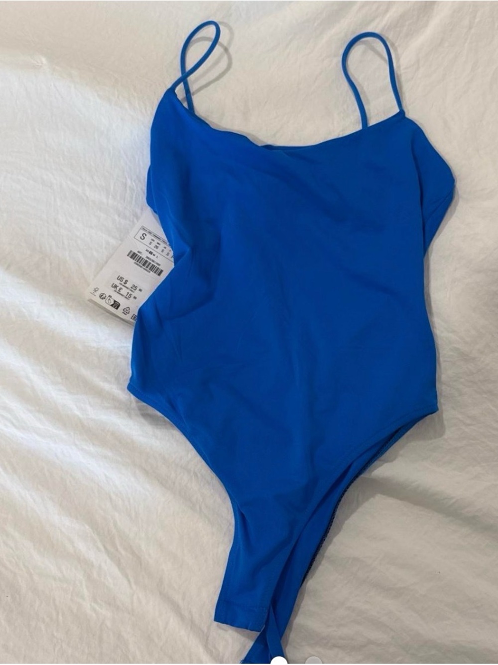 Zara Bright Blue Spaghetti-Strap Bodysuit